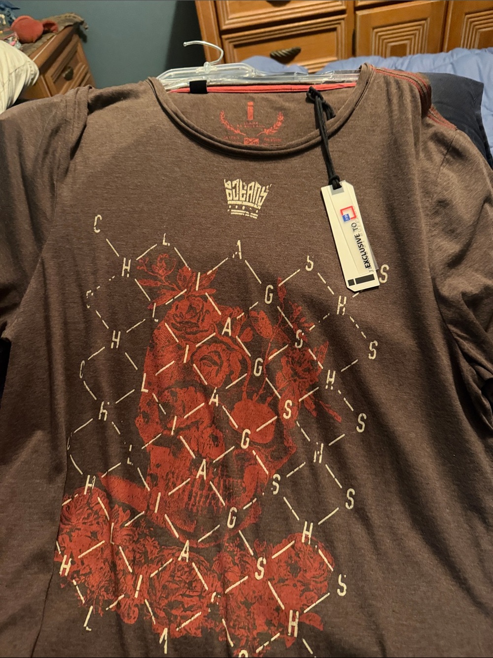 i jeans by Buffalo Brown Long-Sleeve Tee with Red Floral Molecule Graphic